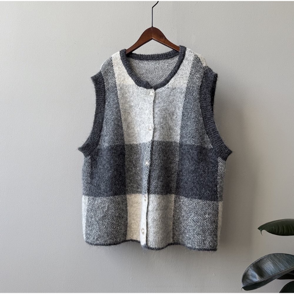 復古格子百搭寬鬆背心-規格圖9