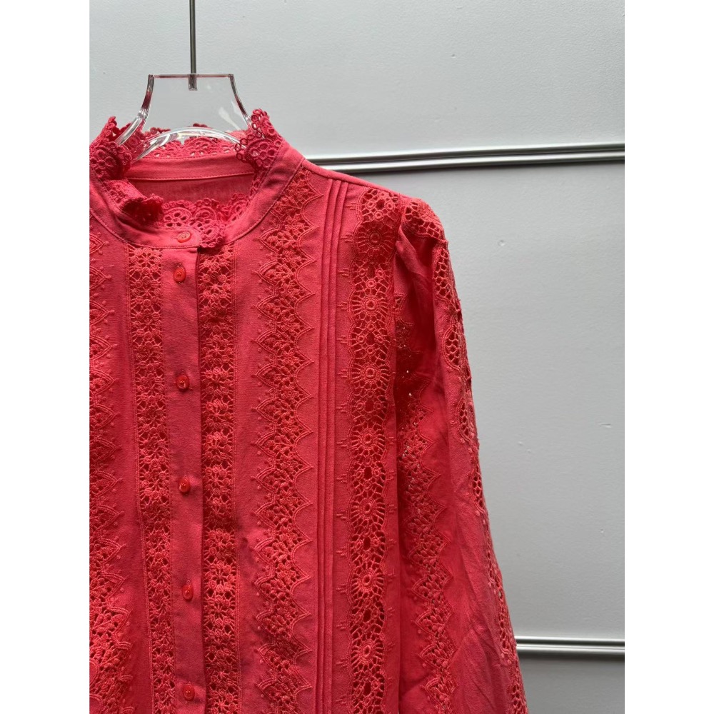 歐美鏤空刺繡長襯衫-細節圖4
