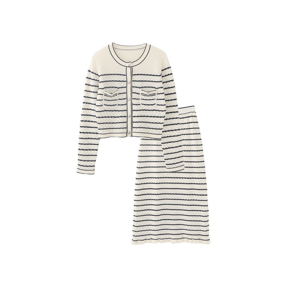 小香風博棉針織衫長裙套裝-細節圖5