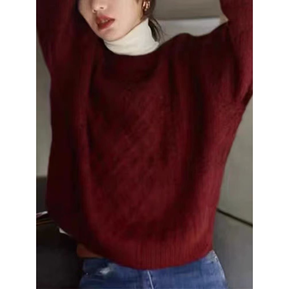 復古羊毛圓領麻花勾編毛衣-細節圖4