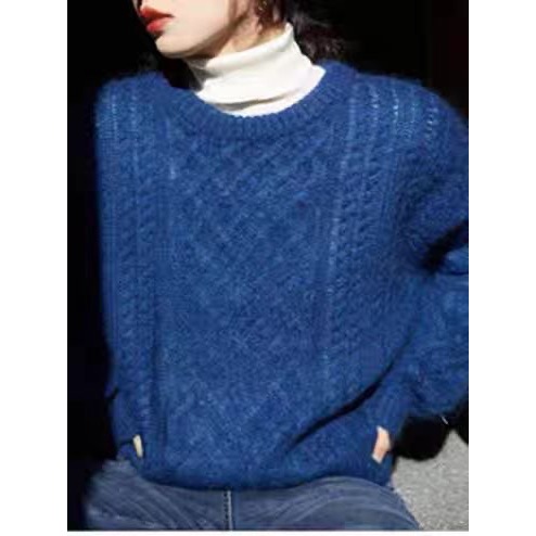 復古羊毛圓領麻花勾編毛衣-規格圖4