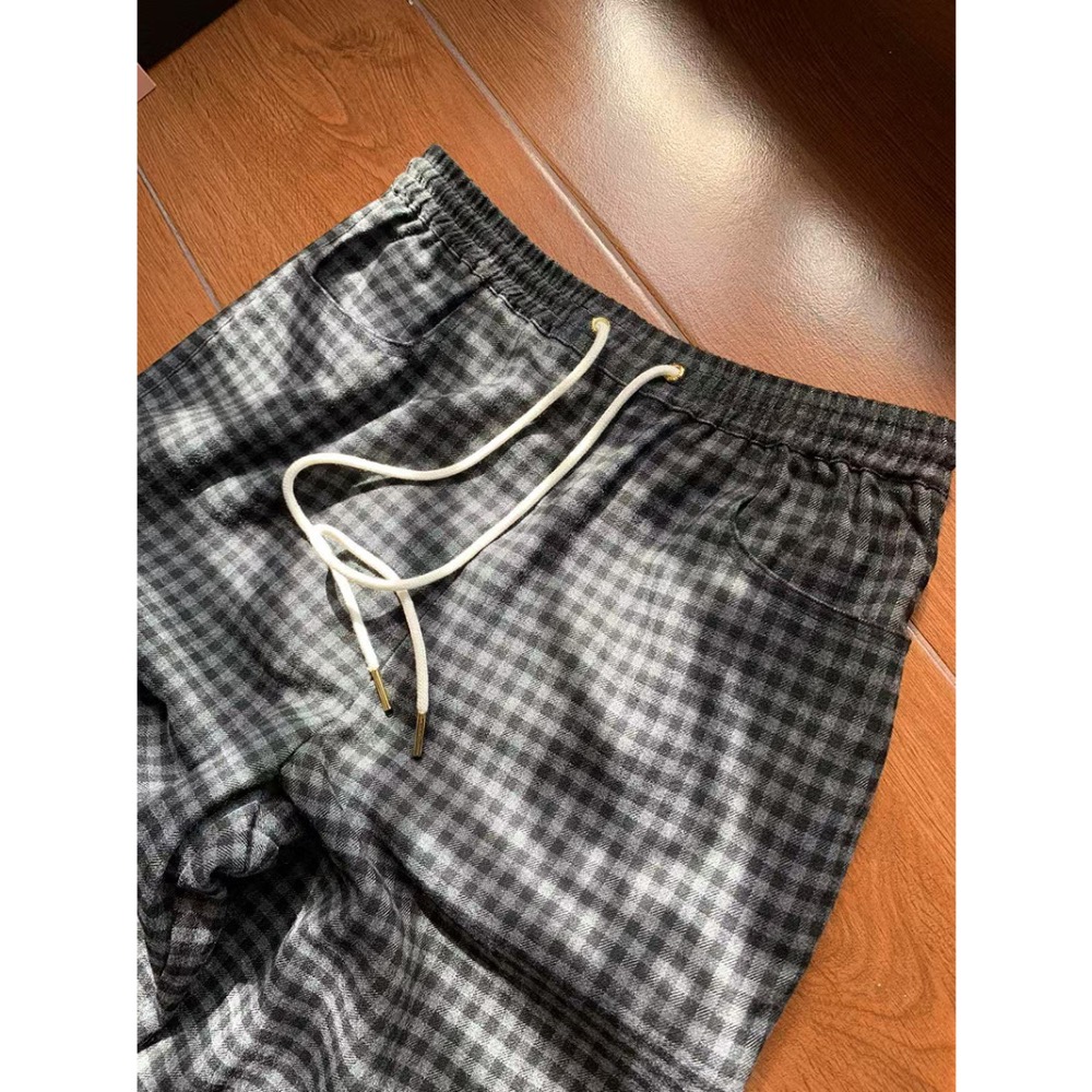 羊毛格紋寬鬆長褲-細節圖5