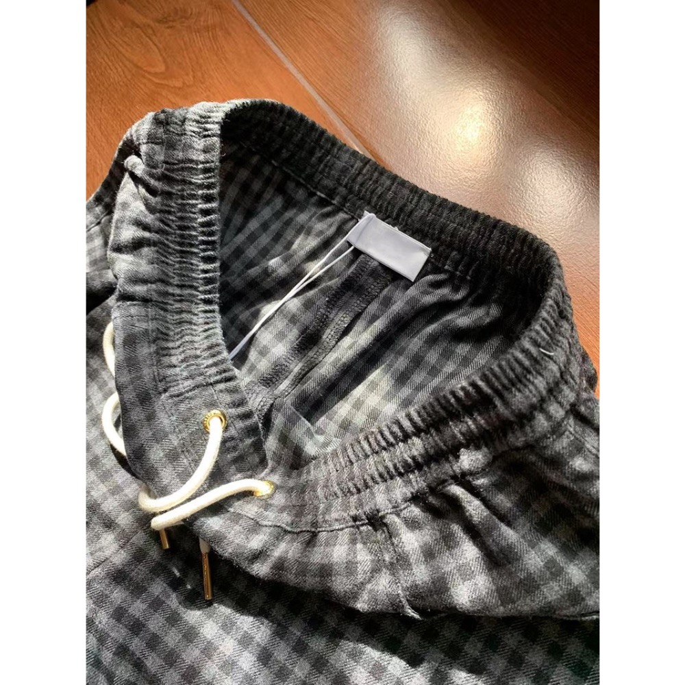 羊毛格紋寬鬆長褲-細節圖6