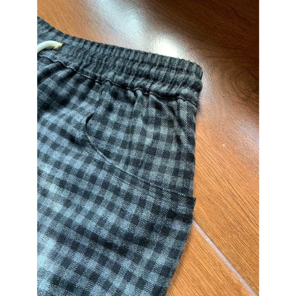 羊毛格紋寬鬆長褲-細節圖7