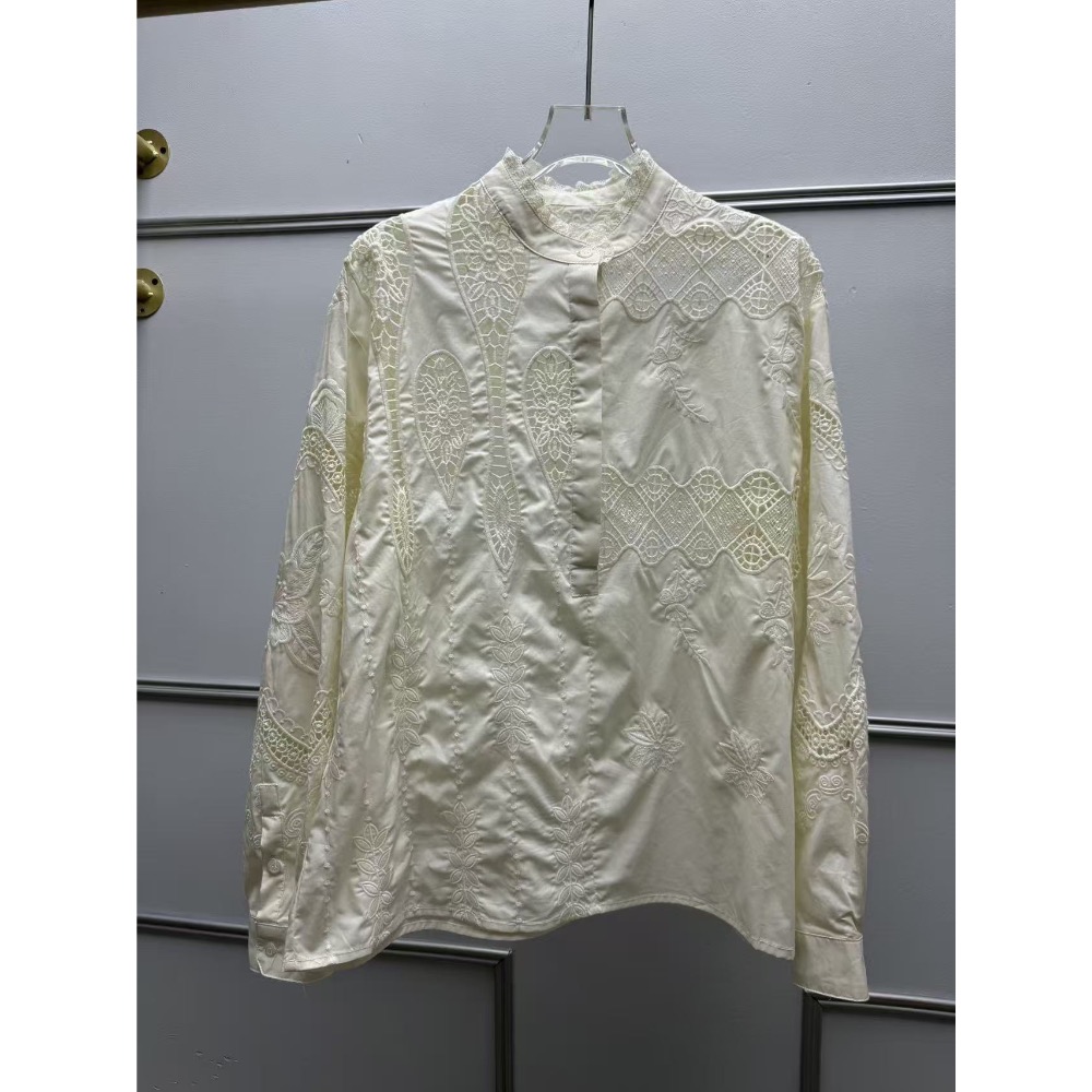 法式復古鏤空刺繡泡泡袖襯衫-規格圖5