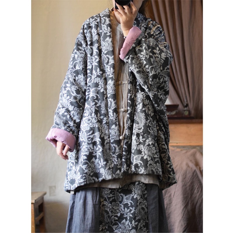 秋冬復古中式提花厚棉外套-細節圖2