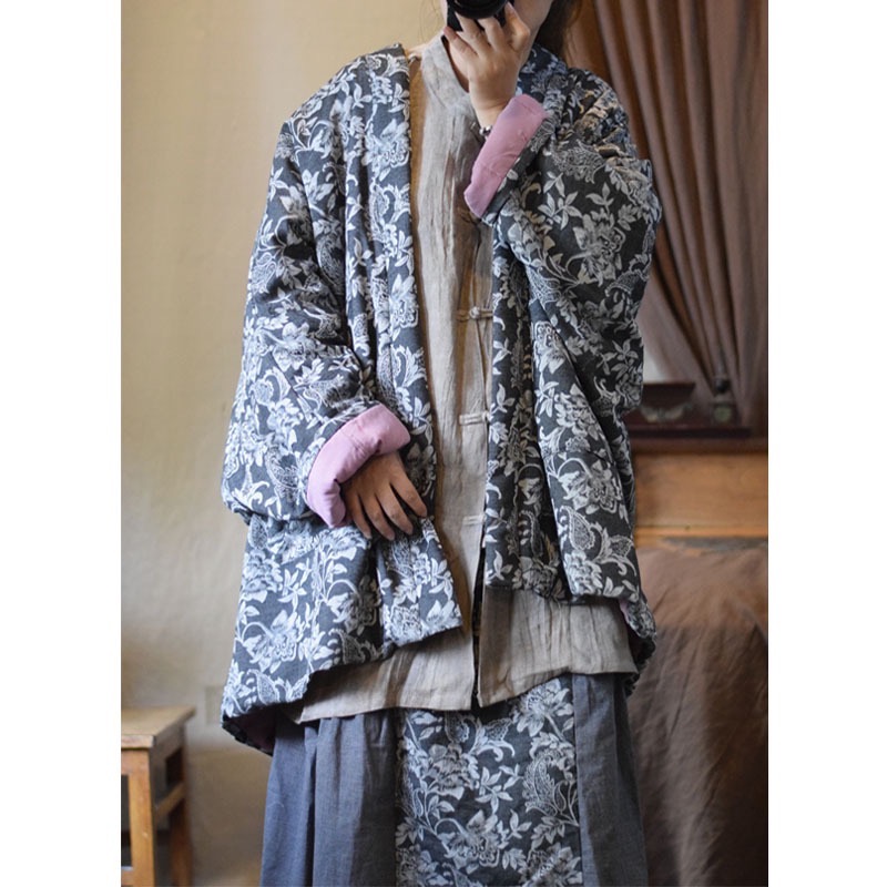 秋冬復古中式提花厚棉外套-細節圖3