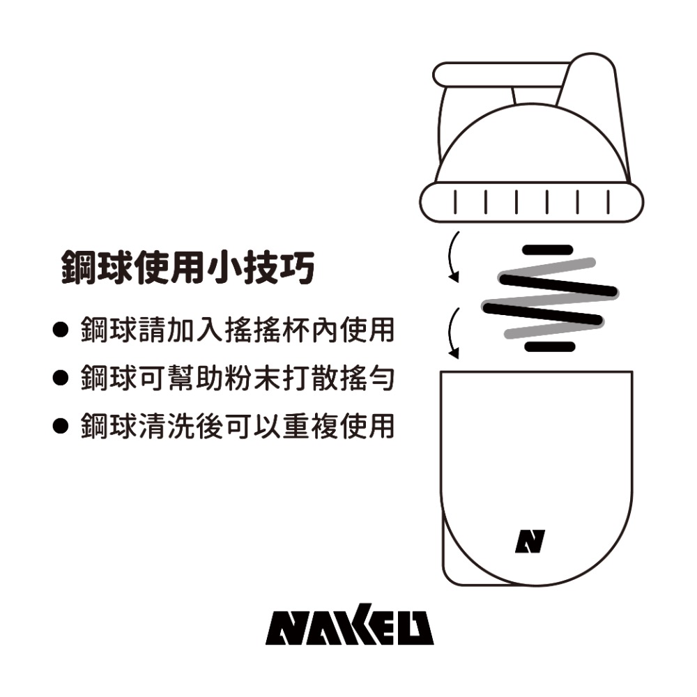 NAKED 圓底搖搖杯 600ml | pp7材質 附鋼球 雙螺旋防漏設計 健身水壺 運動水壺-細節圖2