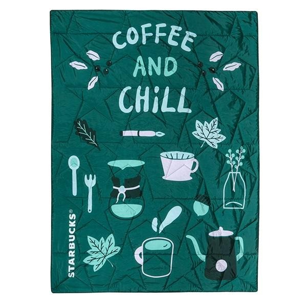 星巴克 毛毯 隨身毯 秋日星意保暖毯 米色 綠色-細節圖3
