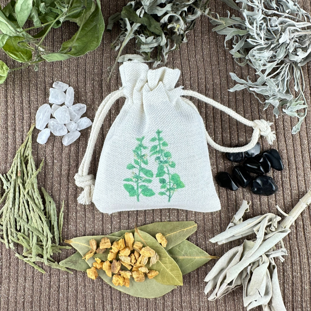 🌿魔法草本🌿🪬淨化守護草本包🪬白色鼠尾草 聖木 雪松 艾草 月桂葉 王者水晶 護身符水晶 端午香包 清明七月中元-細節圖2