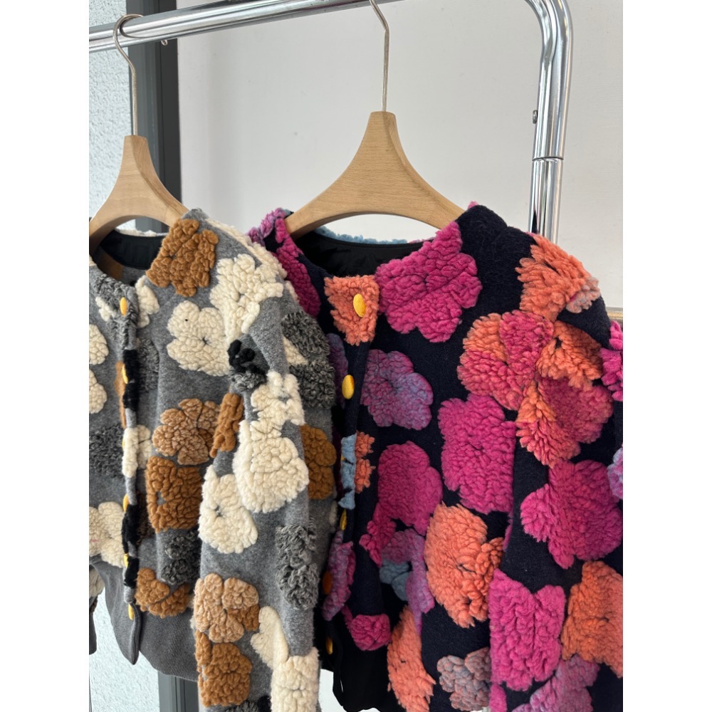 立體花花毛呢外套-細節圖2