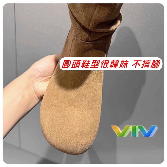 【viv】🇹🇼 美拉德圓頭褶皺短靴/B015軟底皺皺靴/麂皮絨堆堆靴/西部牛仔靴/韓版粗跟尖頭復古騎士靴/英倫風-細節圖8