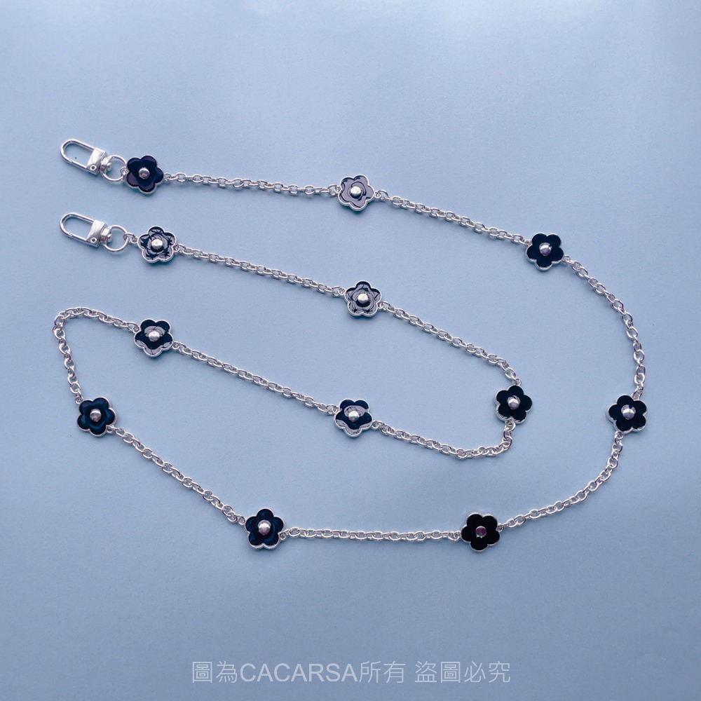 ☆現貨☆日系黑色小花造型手機掛鏈 黑色小花 金屬手機掛鍊 日系 手機掛繩 斜背鍊 手機鏈-細節圖2