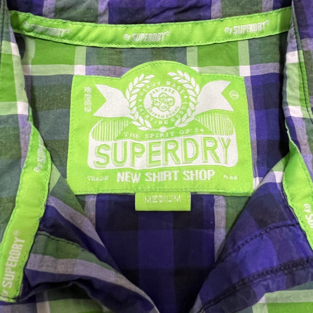 【近全新】 SuperDry 短袖襯衫 短袖格紋襯衫 格紋襯衫 小版男裝 二手襯衫 二手衣 休閒襯衫 極度乾燥-細節圖2