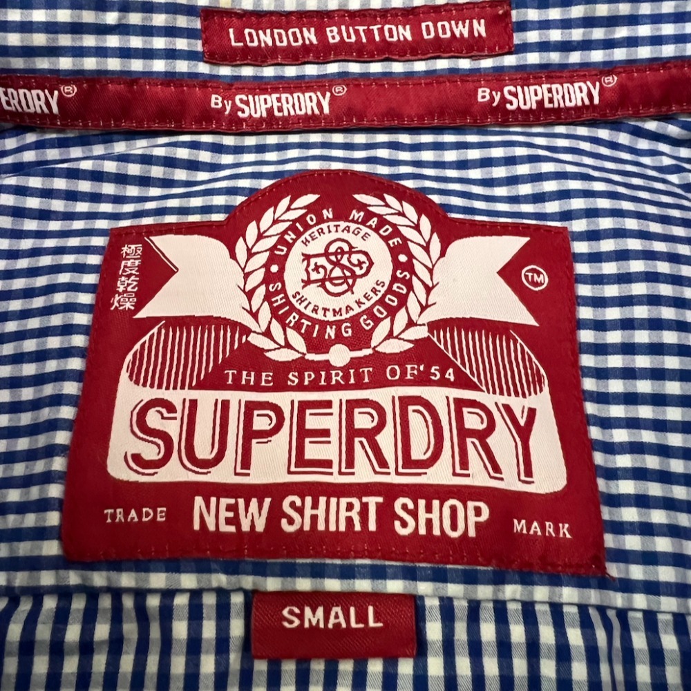 【近全新】 SuperDry 短袖襯衫 短袖格紋襯衫 格紋襯衫 小版男裝 二手襯衫 二手衣 休閒襯衫 極度乾燥-細節圖2