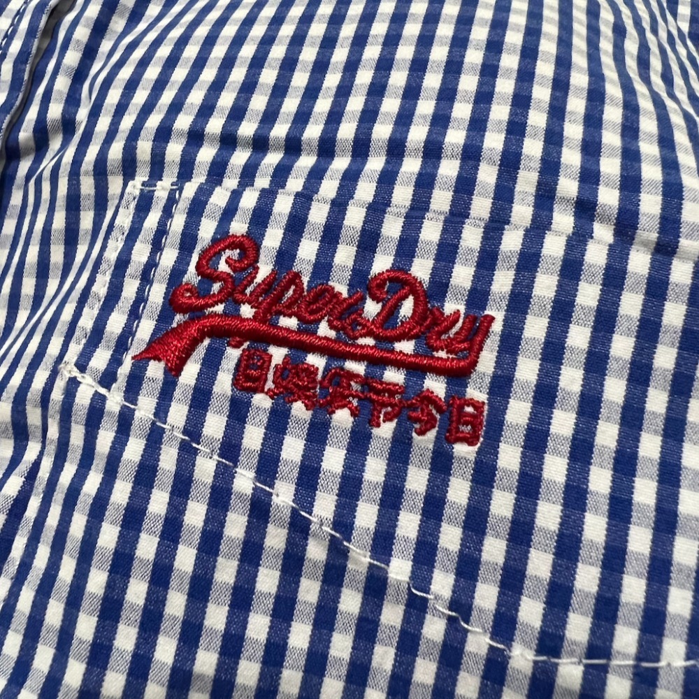 【近全新】 SuperDry 短袖襯衫 短袖格紋襯衫 格紋襯衫 小版男裝 二手襯衫 二手衣 休閒襯衫 極度乾燥-細節圖3