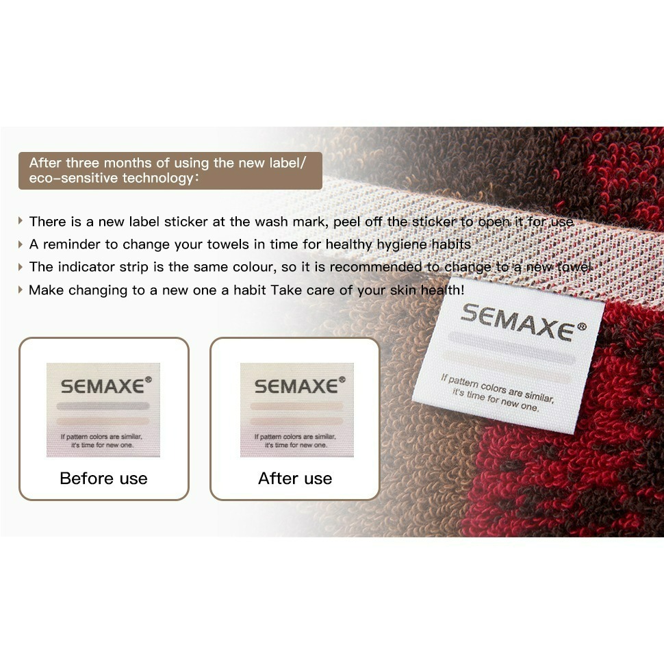 【SEMAXE】亞馬遜熱銷 健康度專利標籤 加大加厚 透氣 超吸水 抗菌 不掉毛 帶掛耳 純棉浴巾一入 (共6色)-細節圖6