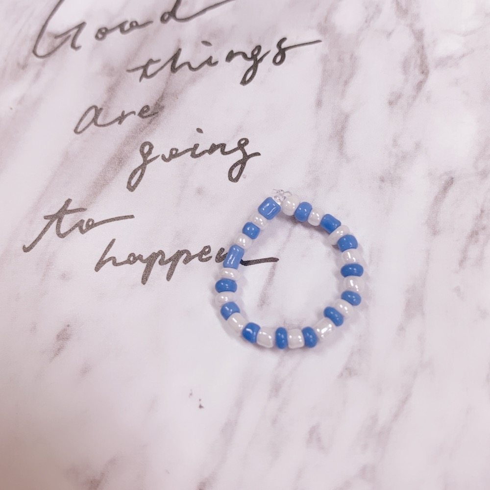 ￼小米珠戒指 串珠戒指 多巴胺珠珠戒指 素圈百搭戒指 手工串珠戒指-細節圖8