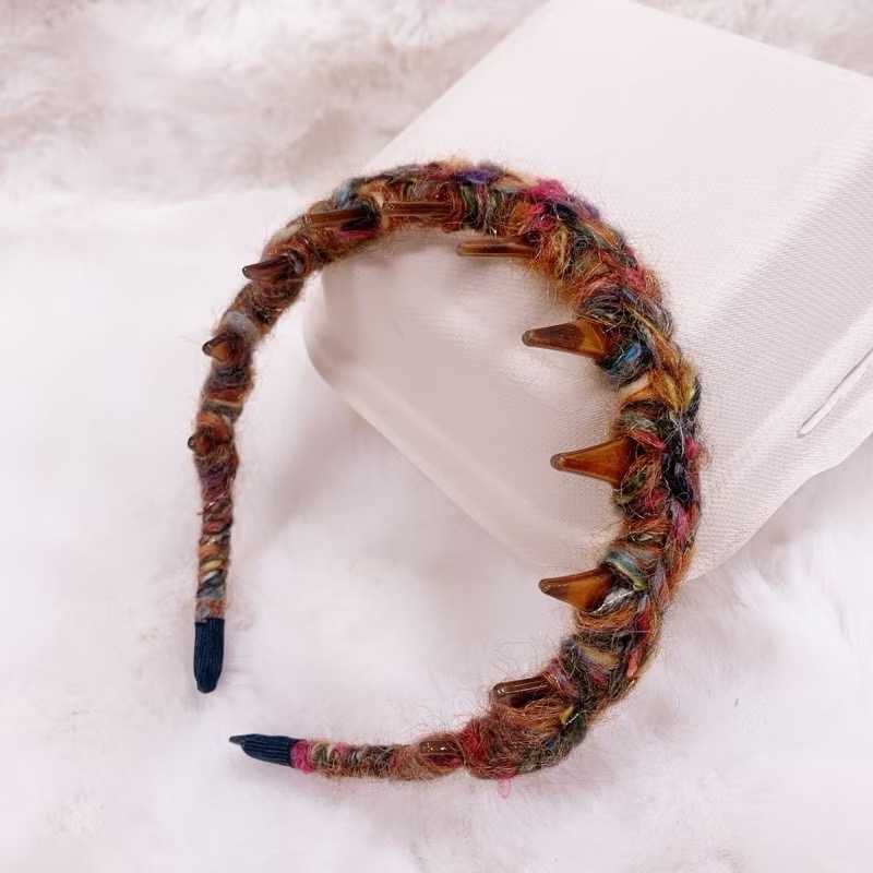 ［手作髮飾］手混線髮箍編織毛線髮箍秋冬款碎髮彩色毛綫髮箍女生髮箍-規格圖4