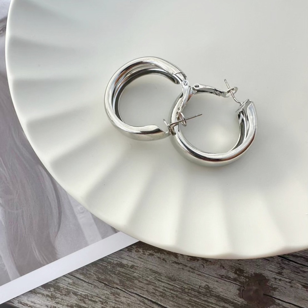 現貨實拍🔥寬版C圈耳環 金色 s925純銀❤️-細節圖3