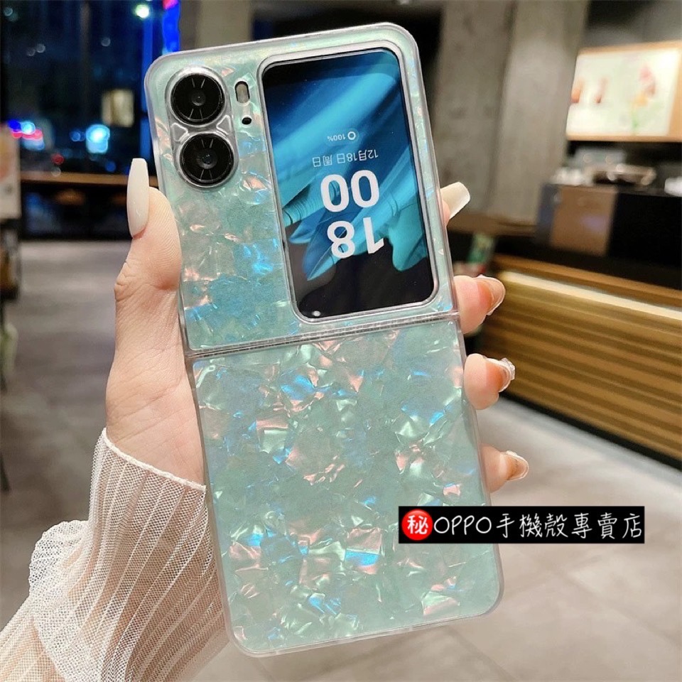 OPPO Find N2 flip貝殼紋摺疊機手機殼透明邊簡約FindN2flip摺疊 百崴-細節圖8