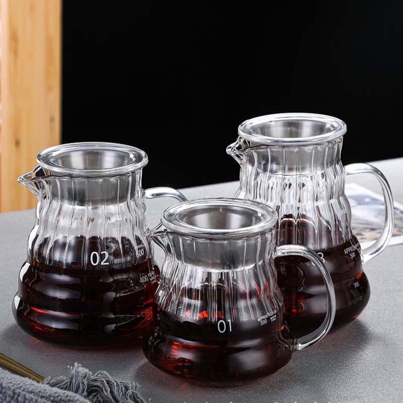 【新品】豎紋雲朵壺 手沖咖啡壺 耐熱玻璃壺360/600/700ml雲朵分享壺 手沖咖啡壺 花茶壺 泡茶壺-細節圖3