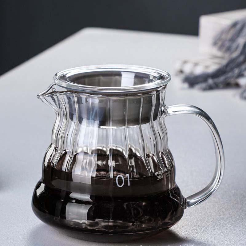 【新品】豎紋雲朵壺 手沖咖啡壺 耐熱玻璃壺360/600/700ml雲朵分享壺 手沖咖啡壺 花茶壺 泡茶壺-細節圖7