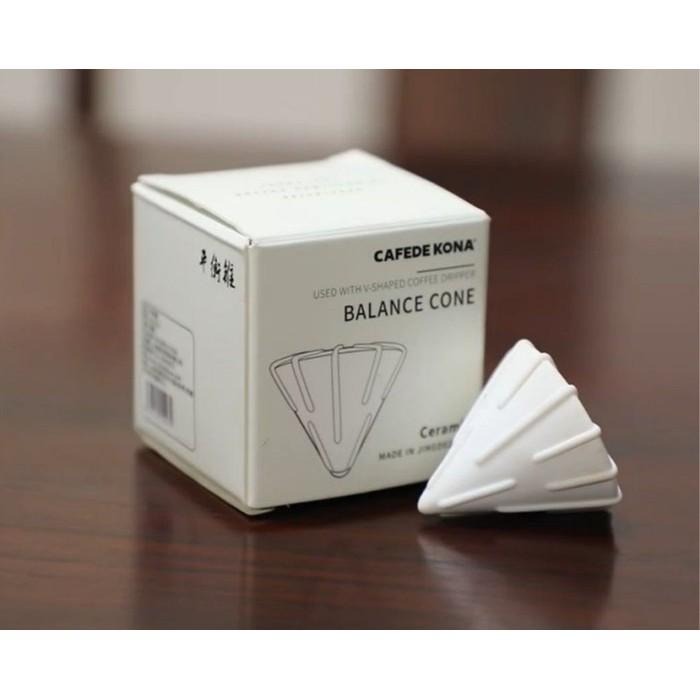 CAFEDE KONA 陶瓷平衡錐【白】手沖濾杯 轉換器V60錐形轉蛋糕型濾杯 輔助器 適合蛋糕濾紙 降低粉層 萃取均勻-細節圖2