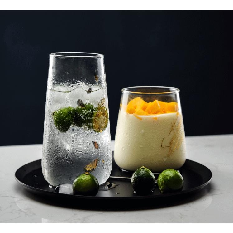 ins風 矮款/高款 無Logo玻璃杯 咖啡杯 水珠杯 北歐風 果汁杯 耐熱 早餐杯 杯子 水杯-細節圖4