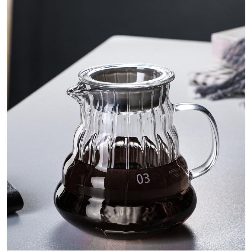 【新品】豎紋雲朵壺 手沖咖啡壺 耐熱玻璃壺360/600/700ml雲朵分享壺 手沖咖啡壺 花茶壺 泡茶壺-細節圖8