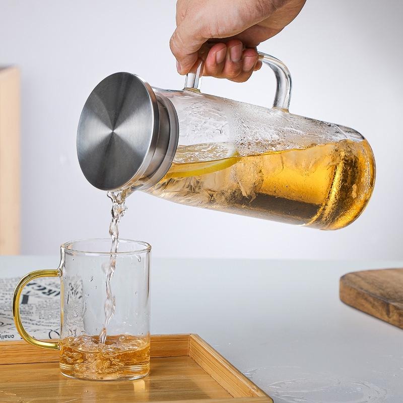 冷水壺 玻璃水壺 冰箱門可放 開水壺 玻璃壺 大容量 耐高溫 花茶壺 水杯 果汁壺 耐熱玻璃壺 玻璃分享壺-細節圖6