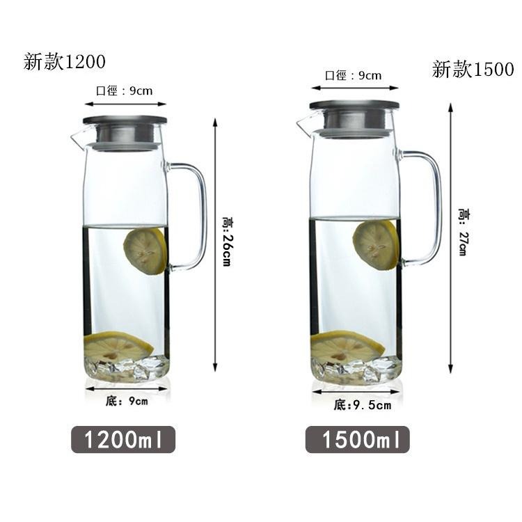冷水壺 玻璃水壺 冰箱門可放 開水壺 玻璃壺 大容量 耐高溫 花茶壺 水杯 果汁壺 耐熱玻璃壺 玻璃分享壺-細節圖8