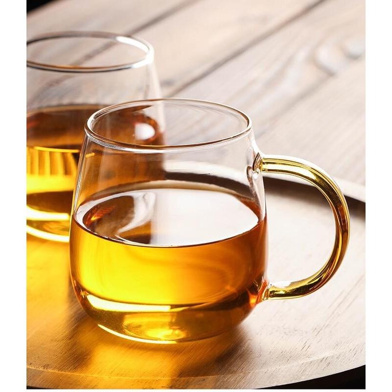 400ml 加厚耐熱透明 多色帶把玻璃杯 杯子 牛奶杯 花茶杯 果汁杯 品茗杯 茶杯 馬克杯 咖啡杯 水杯 茶壺 茶具-細節圖2