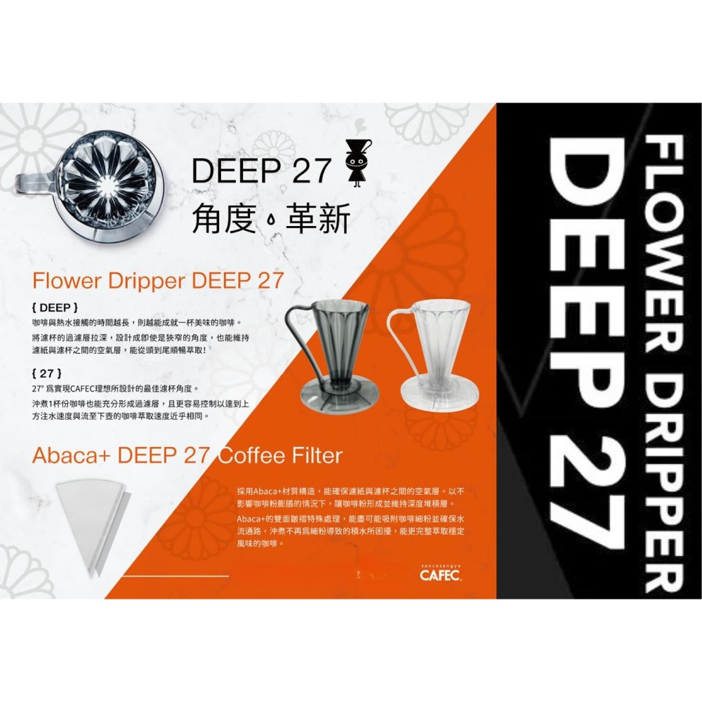 CAFEC 三洋 花卉 27° DEEP27 花瓣濾杯 深層濾杯 Tritan 無毒材質 手沖咖啡濾 FDD-27-細節圖8