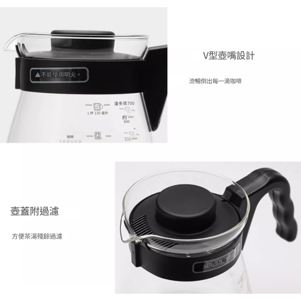 送【計量匙】日本製 公司貨 Hario VCS-01/02/03 好握咖啡壺 黑色 玻璃壺 分享壺 下壺 泡茶壺 花茶壺-細節圖5