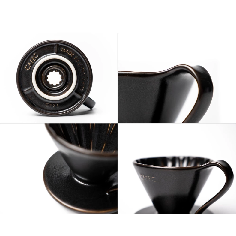 三洋 CAFEC 霧黑限量版 花瓣濾杯 有田燒 1-2/2-4人份 V型濾杯 錐形濾杯 陶瓷濾杯 台灣公司貨 現貨熱銷-細節圖11