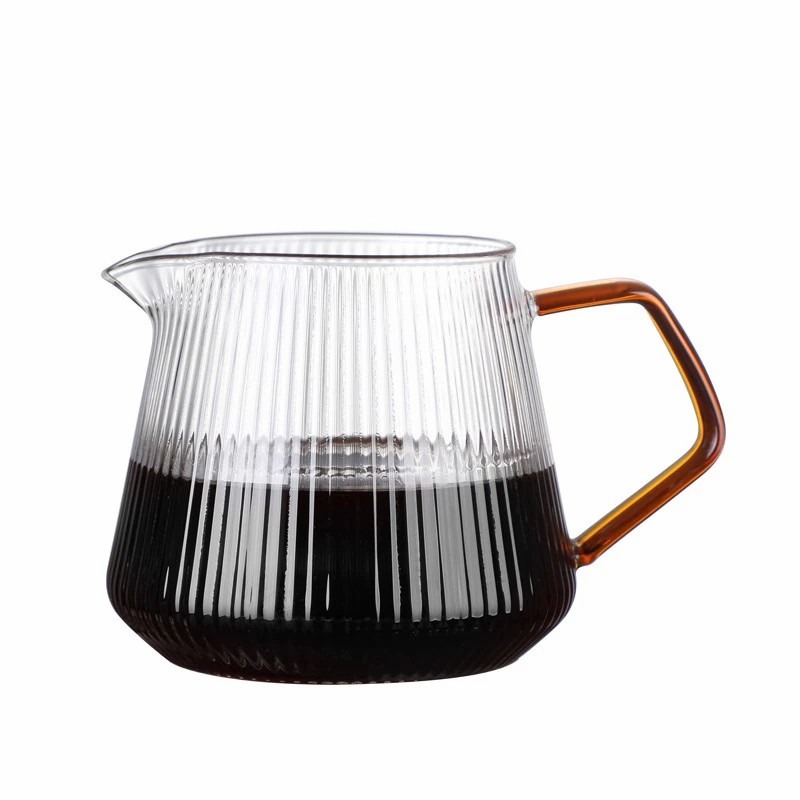 日式豎紋咖啡壺 直紋玻璃咖啡壺 玻璃分享壺 咖啡壺 手沖壺 花茶壺 玻璃壺 咖啡 簡約時尚 適合居家 沖泡方便 咖啡用具-細節圖4