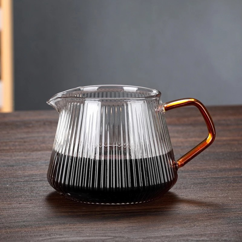 日式豎紋咖啡壺 直紋玻璃咖啡壺 玻璃分享壺 咖啡壺 手沖壺 花茶壺 玻璃壺 咖啡 簡約時尚 適合居家 沖泡方便 咖啡用具-規格圖9