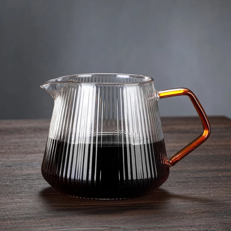 日式豎紋咖啡壺 直紋玻璃咖啡壺 玻璃分享壺 咖啡壺 手沖壺 花茶壺 玻璃壺 咖啡 簡約時尚 適合居家 沖泡方便 咖啡用具-規格圖9