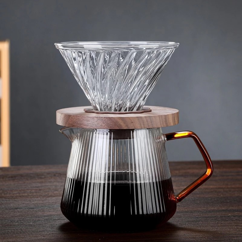 日式豎紋咖啡壺 直紋玻璃咖啡壺 玻璃分享壺 咖啡壺 手沖壺 花茶壺 玻璃壺 咖啡 簡約時尚 適合居家 沖泡方便 咖啡用具-規格圖9
