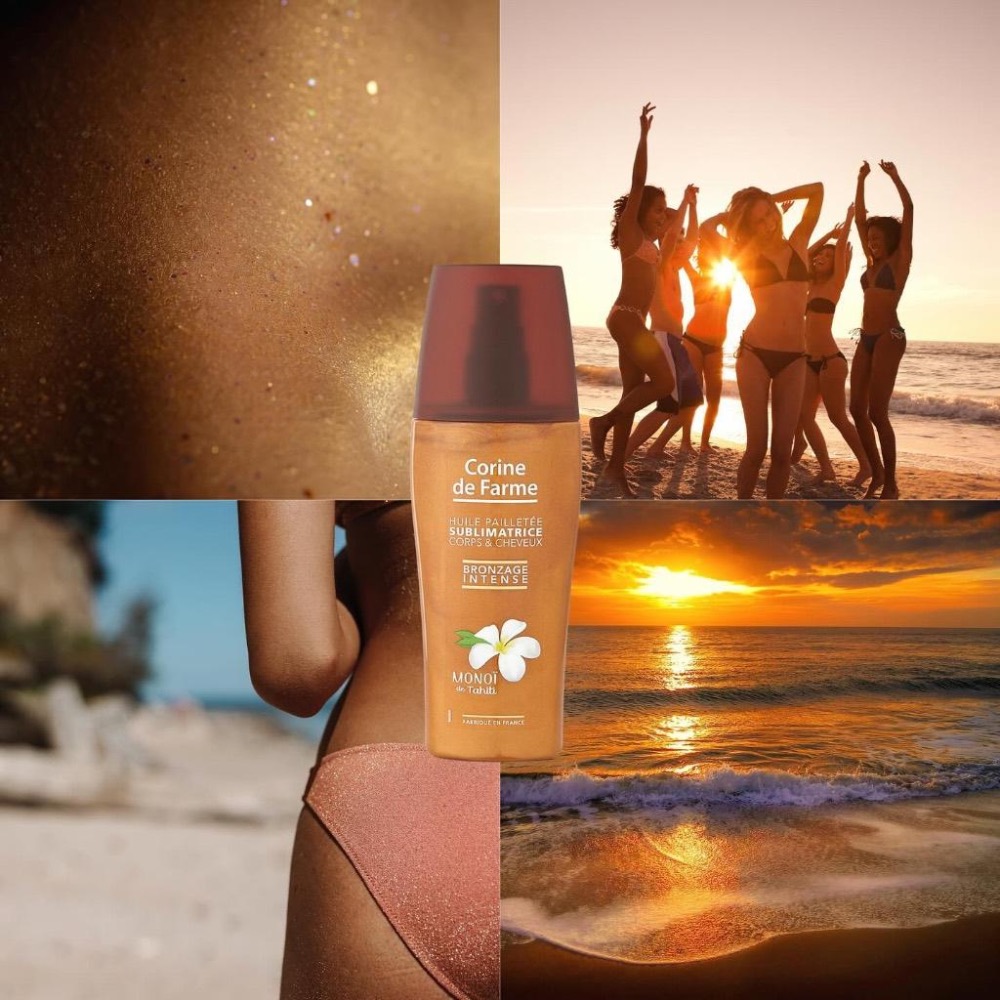 法國製 現貨🇫🇷SPF6/SPF30✿梔子花 Monoi✨閃亮 助曬油 Corine de Farme 黎之芙 微光油-細節圖6