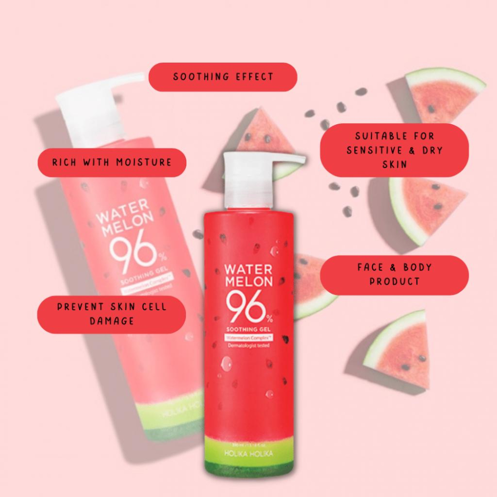 韓國製 Holika Holika Watermelon 西瓜 96%清爽保濕凝膠 Soothing Gel 390ml-細節圖2