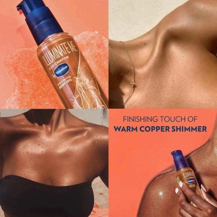 閃亮亮 古銅 高光 「現貨」保濕身體油 Vaseline 凡士林 Shimmer Body Oil 透明保溼油 滋潤霜-細節圖2