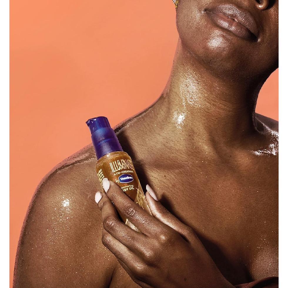 閃亮亮 古銅 高光 「現貨」保濕身體油 Vaseline 凡士林 Shimmer Body Oil 透明保溼油 滋潤霜-細節圖4