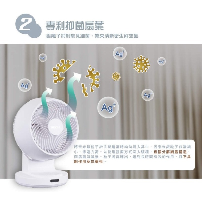 【HERAN】禾聯9吋3D擺頭奈米銀抑菌快拆式循環扇_HAF-09CS31A 空氣循環扇 3D大風量 四季皆可用-細節圖10