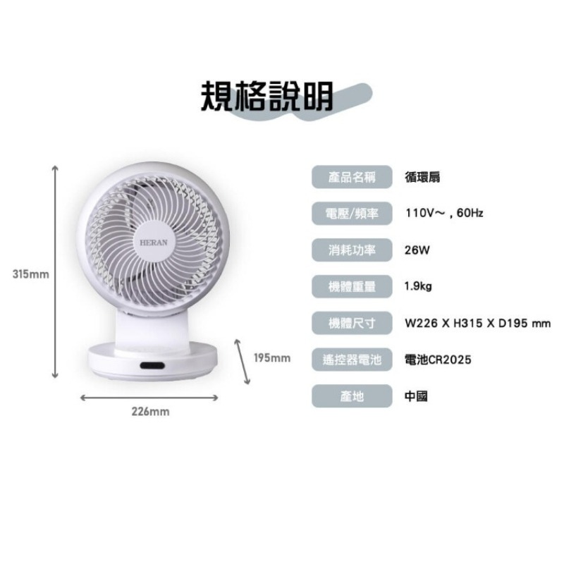 【HERAN】禾聯9吋3D擺頭奈米銀抑菌快拆式循環扇_HAF-09CS31A 空氣循環扇 3D大風量 四季皆可用-細節圖11