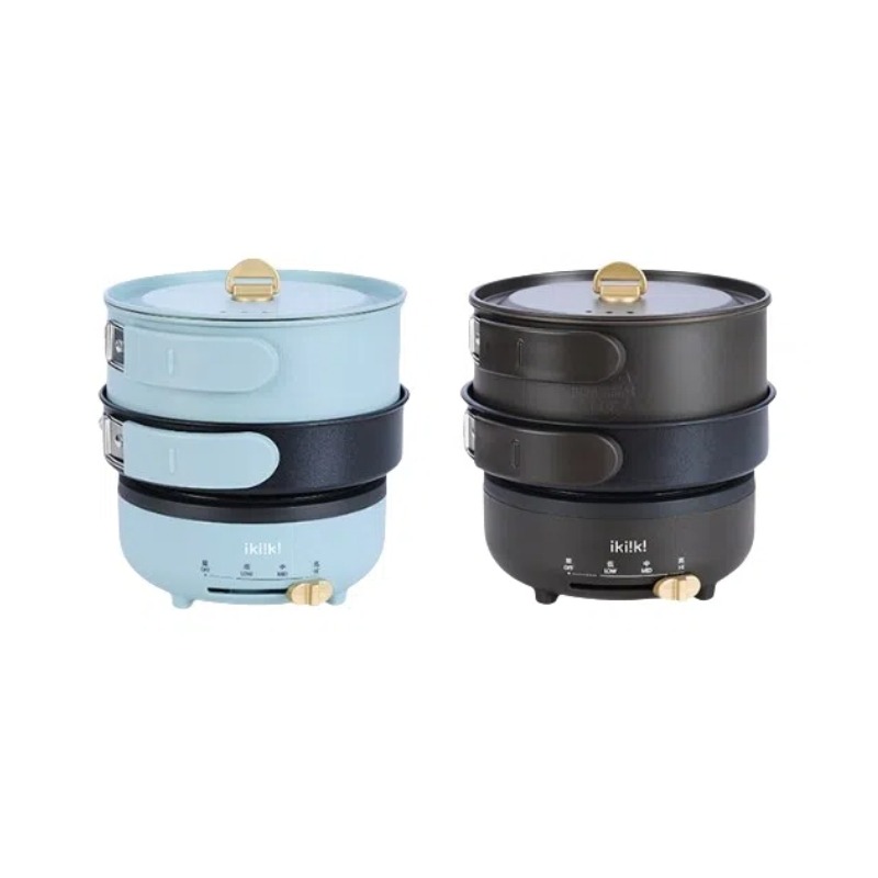 【ikiiki伊崎】多功能疊疊鍋 露營鍋 美食鍋 無段式火力調節 IK-MC3402(藍) IK-MC3403(咖)-細節圖2