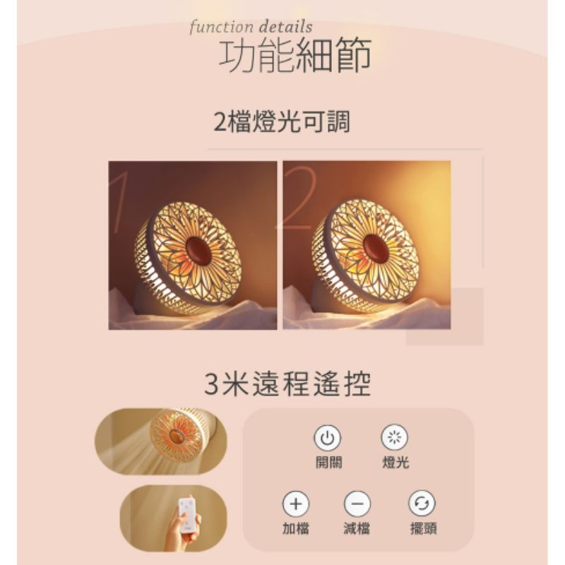 SOTHING向物 鈴蘭多功能照明風扇 壁掛風扇 桌扇 吊扇 無線長續航 露營風扇 遠程遙控 桌面風扇-細節圖5