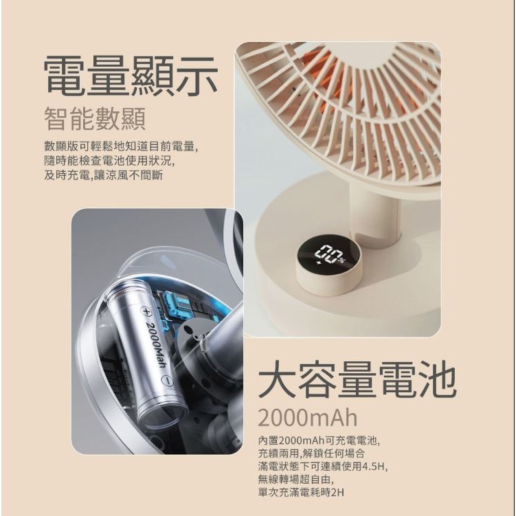 SOTHING向物 數顯搖頭風扇 羽 桌面風扇 USB充電 靜音 長效續航 無極調速 禮物 居家辦公 露營 原廠正品-細節圖7