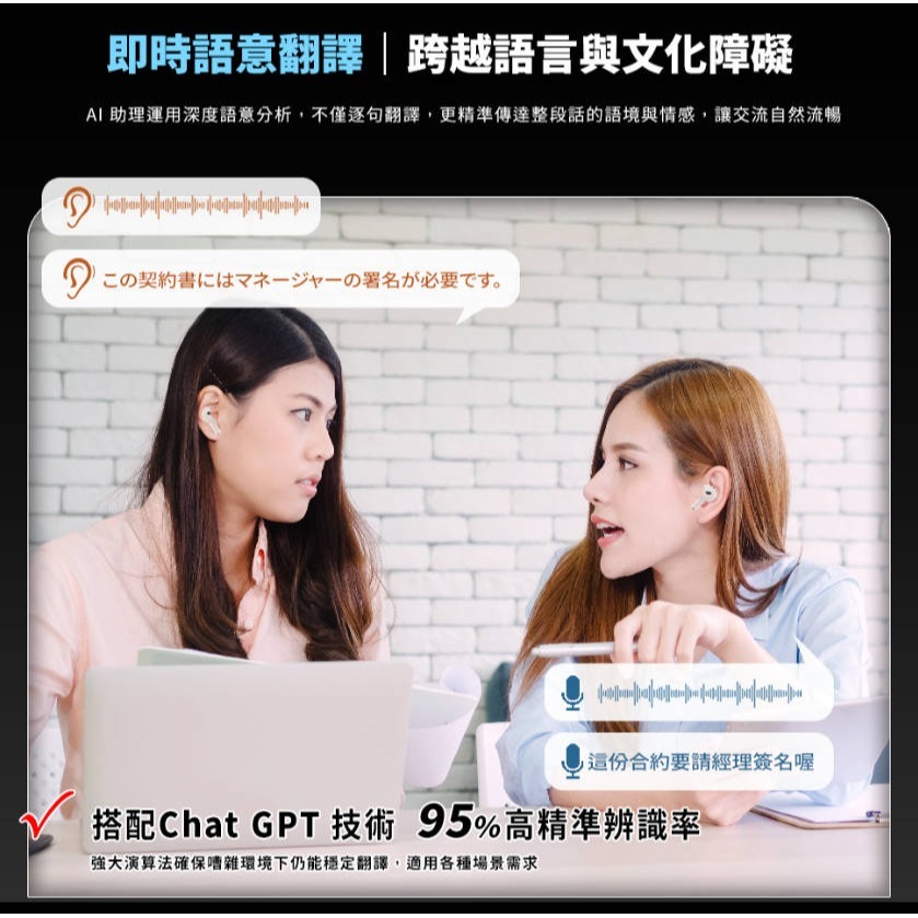 【Ergotech 人因科技】BW72 AI智能翻譯耳機 真無線耳機 藍牙耳機 運動耳機 即時翻譯 旅行翻譯 會議助理-細節圖7